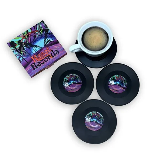 Pack de 4 Sous-Verres Vinyle Personnalisables - Objet Pub Original