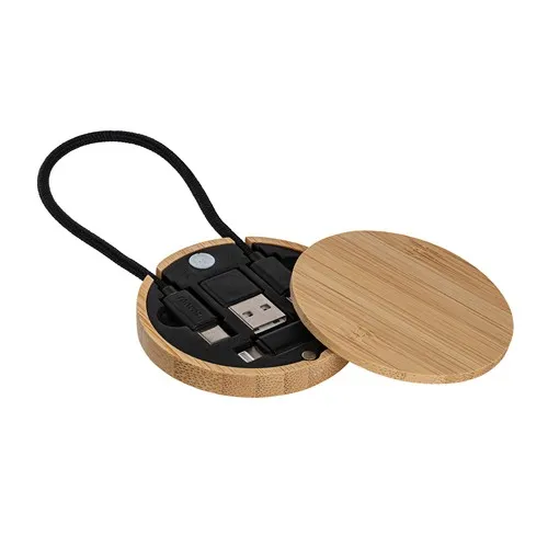 Câble de Charge 4 en 1 Bambou - Personnalisable avec Logo