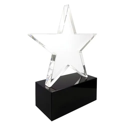 Trophée Étoile en Verre Blanc 20cm - Personnalisable par Gravure Laser