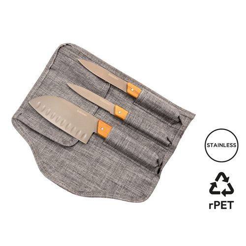 Set 3 Couteaux de Cuisine Bois d'Olivier avec Housse RPET
