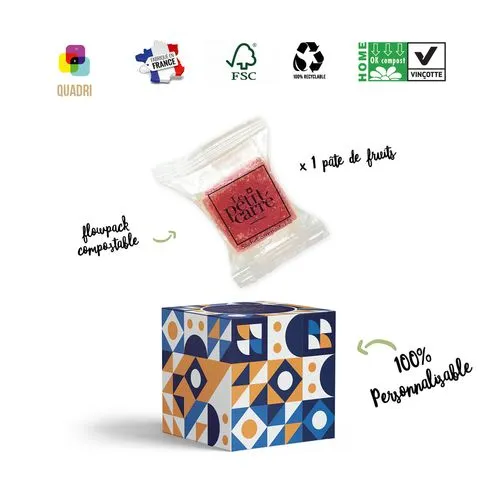 Dé contenant 1 Pâte de Fruit Fraise