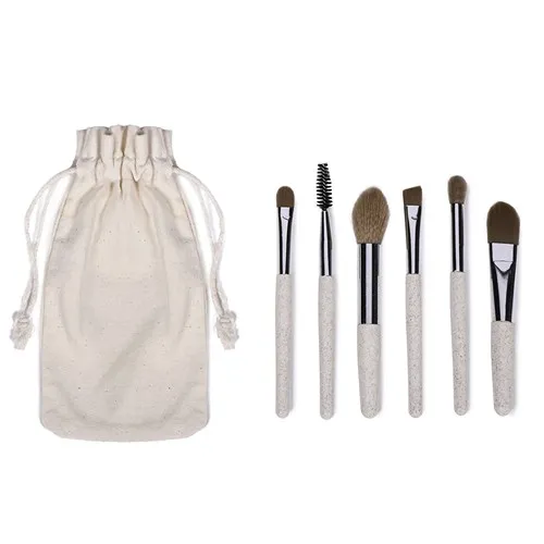 Set 6 Pinceaux de Maquillage Écologiques Personnalisables en Coton