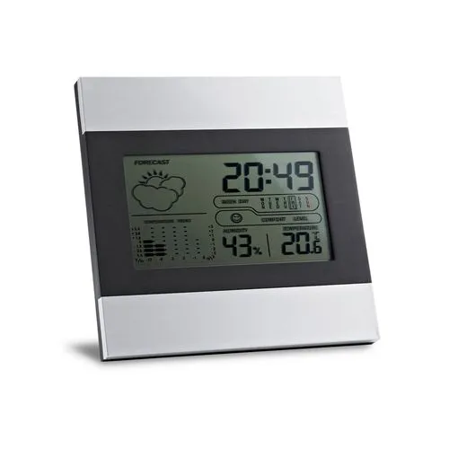 DENE. Station météo de bureau avec écran LCD en aluminium et ABS