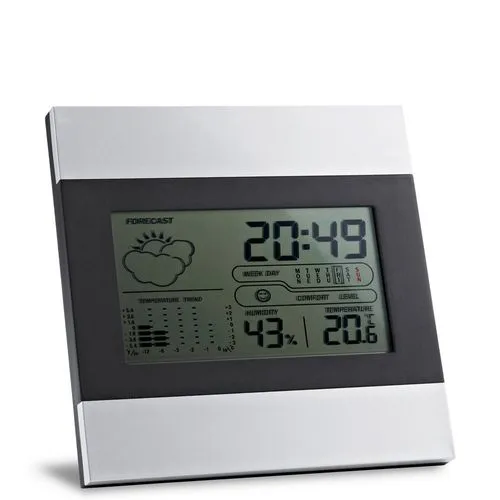 DENE. Station météo de bureau avec écran LCD en aluminium et ABS