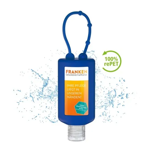Désinfectant pour les mains, Bumper de 50 ml, bleu, Body Label  (R-PET)