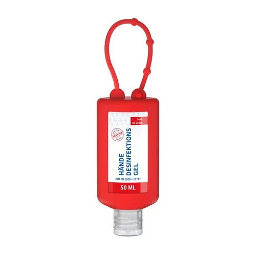 Désinfectant pour les mains, Bumper de 50 ml, rouge, Body Label  (R-PET)