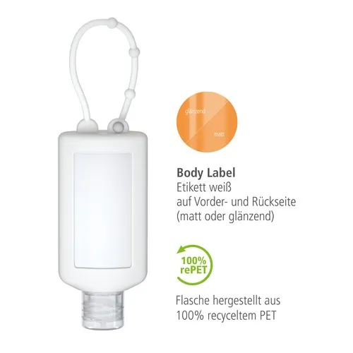 Désinfectant pour les mains, Bumper de 50 ml, white, Body Label  (R-PET)