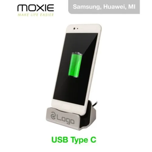 Dock USB-C Aluminium Moxie pour Samsung, Huawei, MI Argent