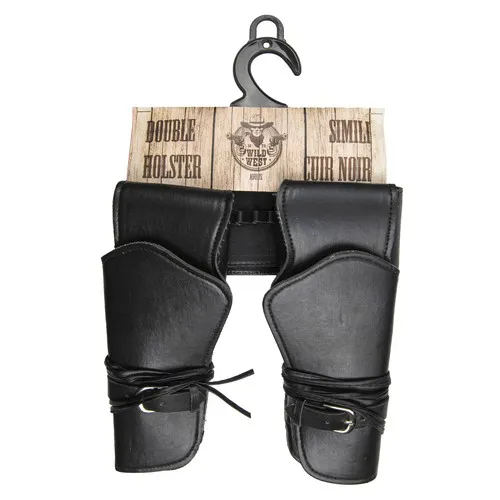 DOUBLE HOLSTER SIMILI CUIR NOIR ADULTE