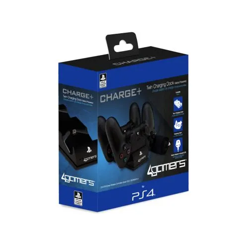 Double station de charge secteur PS4 avec chiffonnette - Noir -sous licence Officielle Playstation