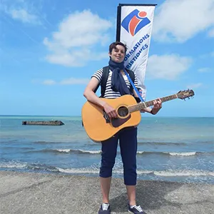 Offre de marketing de rue drapeau sac à dos.