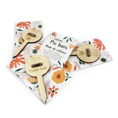 Pic bois personnalisable avec gélule de graines - Made in France