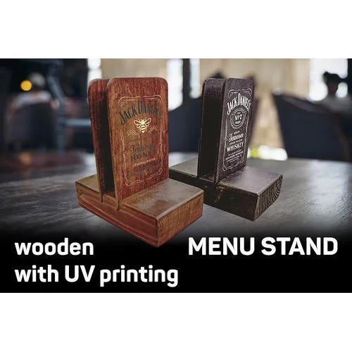 Support à menus en bois avec impression UV personnalisable