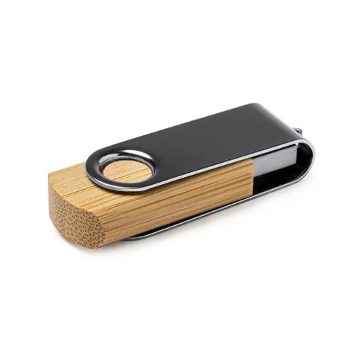 Clé USB 16 GB Bambou Naturel avec Clip Rotatif - Personnalisable