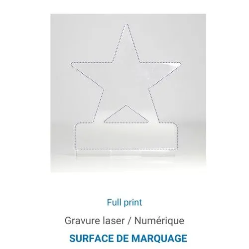 Trophée en plexiglas ETOILE - France 3 mm