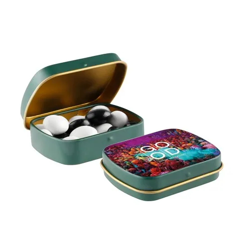 Mini boîte à charnière avec bonbons personnalisée par sérigraphie