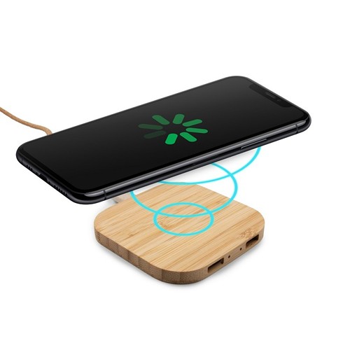 Chargeur Sans Fil Bambou 10W Écologique Personnalisable