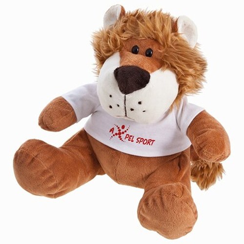 Peluche Lion avec T-shirt Personnalisable - Mascotte Publicitaire 25 cm