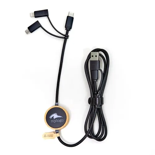 Câble de charge 3-en-1 personnalisable avec logo lumineux LED