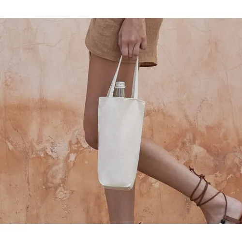 Sac à Bouteille en Jute Scintillant Personnalisable - Détails Dorés