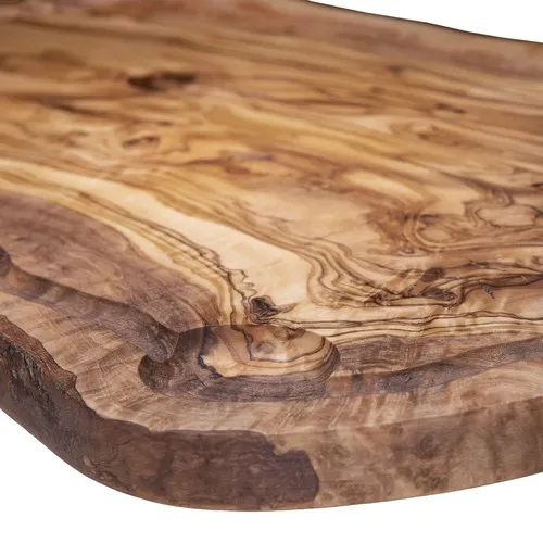 Planche à servir ovale en olivier avec rigole - Personnalisable