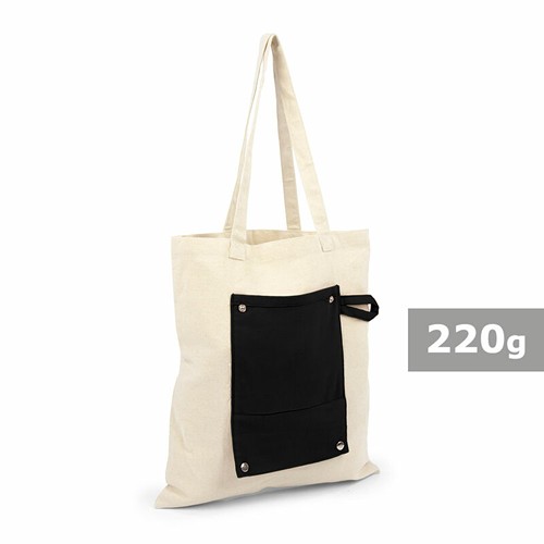 Sac Shopping Pliable en Coton 220g Personnalisable | Anses Longues