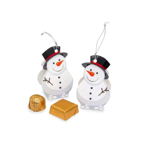 Chocolats dans des boîtes de bonhommes de neige