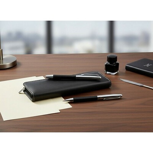 Set d'écriture personnalisable stylo bille et roller avec étui zippé