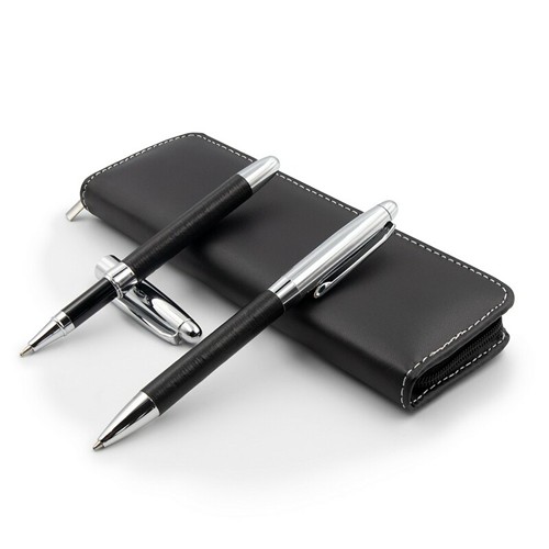 Set d'écriture personnalisable stylo bille et roller avec étui zippé