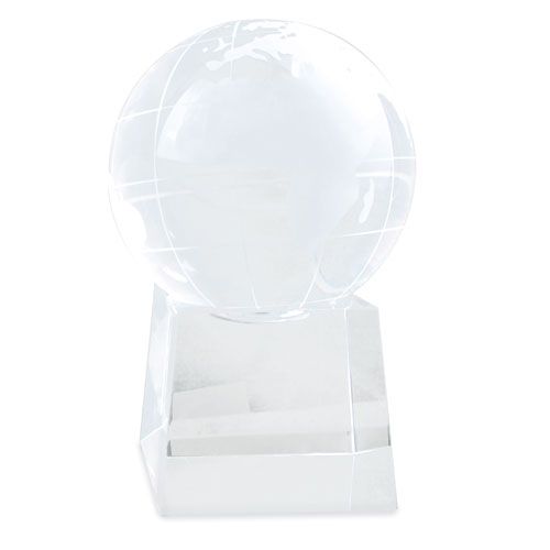 Trophée Globe Terrestre en Cristal Personnalisable - Orbe 31cm