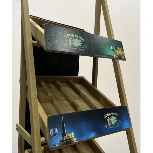 Présentoir Vin en Bois Personnalisable - Stand Magasin 170cm