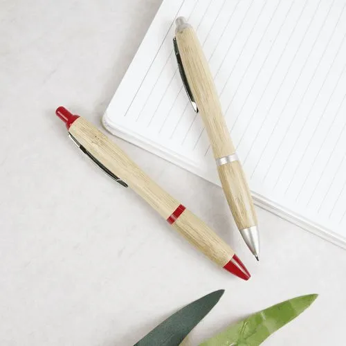 Stylo à bille NASH BAMBOU Encre bleue - Blanc