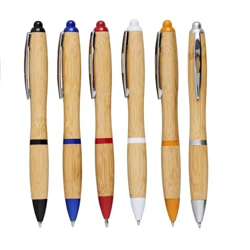 Stylo à bille NASH BAMBOU Encre bleue - Blanc