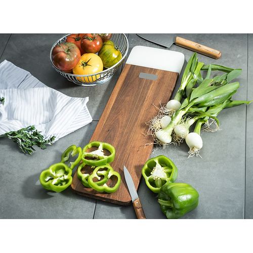 Planche à découper XL acacia et marbre blanc personnalisable