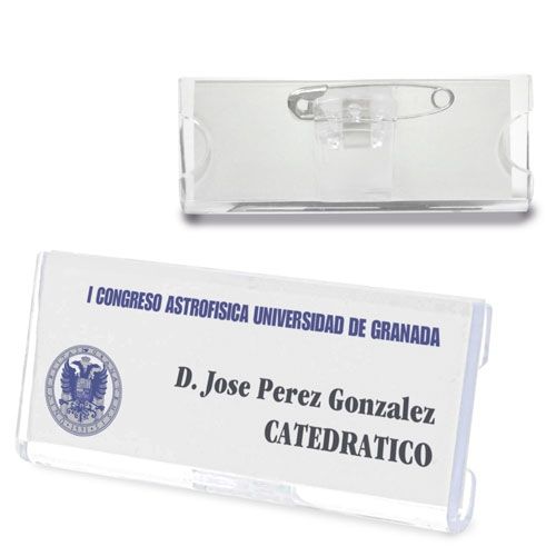 Badge d'identification curviligne personnalisable avec attache