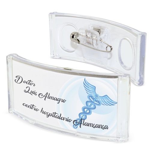 Badge d'identification curviligne personnalisable avec attache