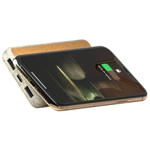 Power Bank Écologique 8000mAh Liège et Fibre de Blé - Charge Induction