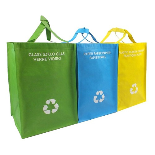 Set de 3 sacs de tri sélectif personnalisables - Recyclage écoresponsable