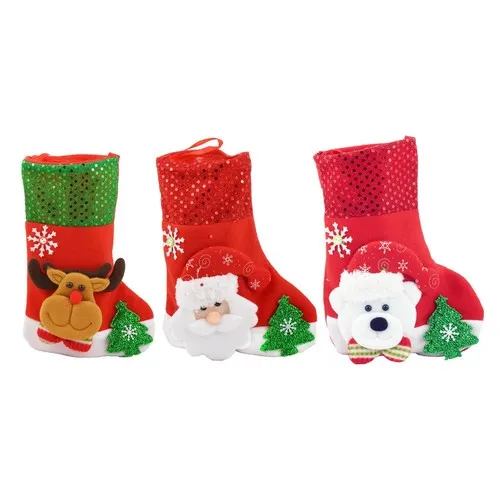 Botte de Noël 30 cm personnalisable - Lot de 3 assortis