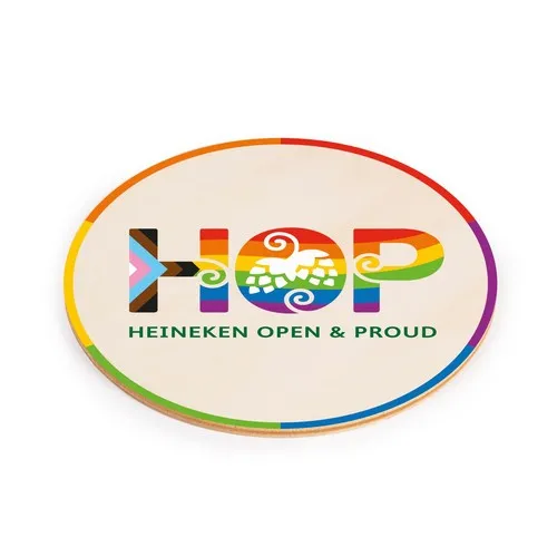 Sous-bock rond bois personnalisé Mois des Fiertés - Made in France