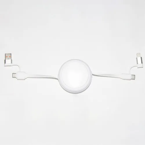 CÂBLE DÉROULEUR 4 EN 1 À CHARGE RAPIDE 20W EN MATÉRIAUX RECYCLÉS - BLANC