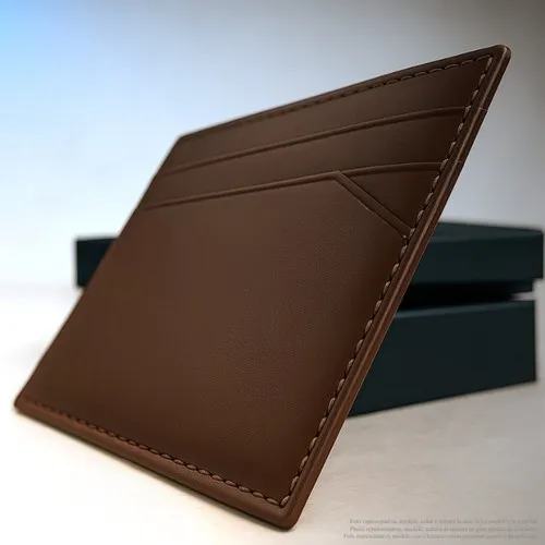 Porte-Cartes Cuir Véritable Tan Végétal avec Protection RFID