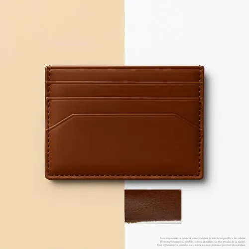 Porte-Cartes Cuir Véritable Tan Végétal avec Protection RFID