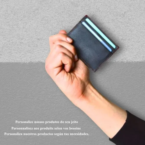 Porte-Cartes Cuir Véritable Tan Végétal avec Protection RFID