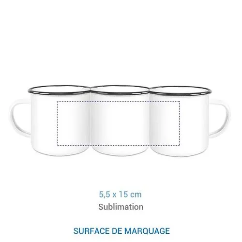 Mug Émaillé Blanc Bord Bleu foncé