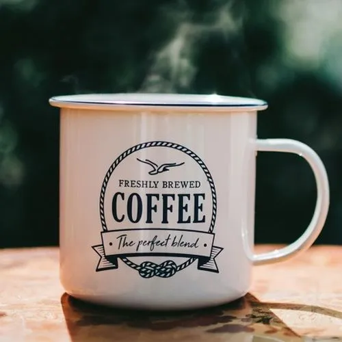 Mug Émaillé Blanc Bord Bleu foncé