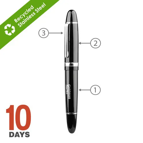 BIG PEN, Stylo à bille en acier inoxydable recyclé noir