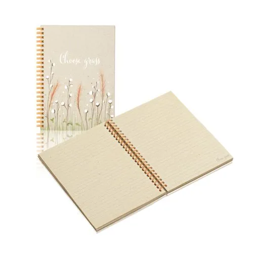 Bloc-notes A5 écologique à spirale avec fibres d'herbe personnalisable