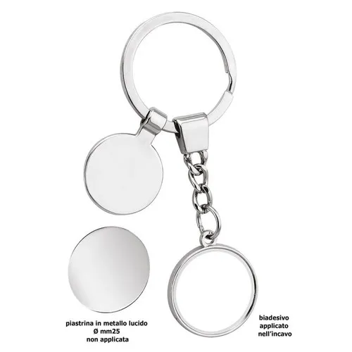 Porte-Clés Métallique avec Plaque Personnalisable 25mm