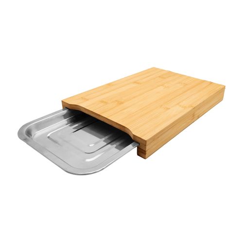 Planche à Découper Bambou avec Bac Inox - Personnalisable